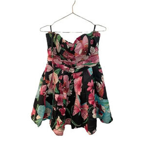 Bebe Black Floral Print Sleeveless Mini Dress Size Medium